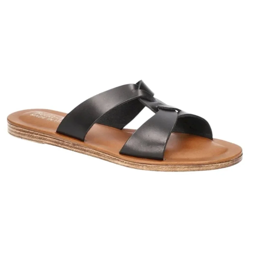 NWB Bella Vita Dov-Italy Black Leather Slide Sandals Women's Size 7 Open toe - Picture 11 of 13